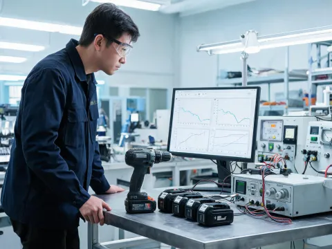 Tool platform engineer reviewing cordless drill data
