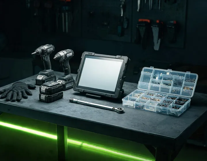 Milwaukee service bench with tool diagnostics